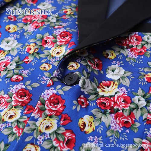 Slim Fit Jacket Floral Natched Lapel Blazer Man